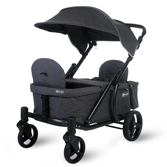 Pronto One (2 Seater) Stroller Wagon - Black Frame / Dark Grey - PRO1BDG