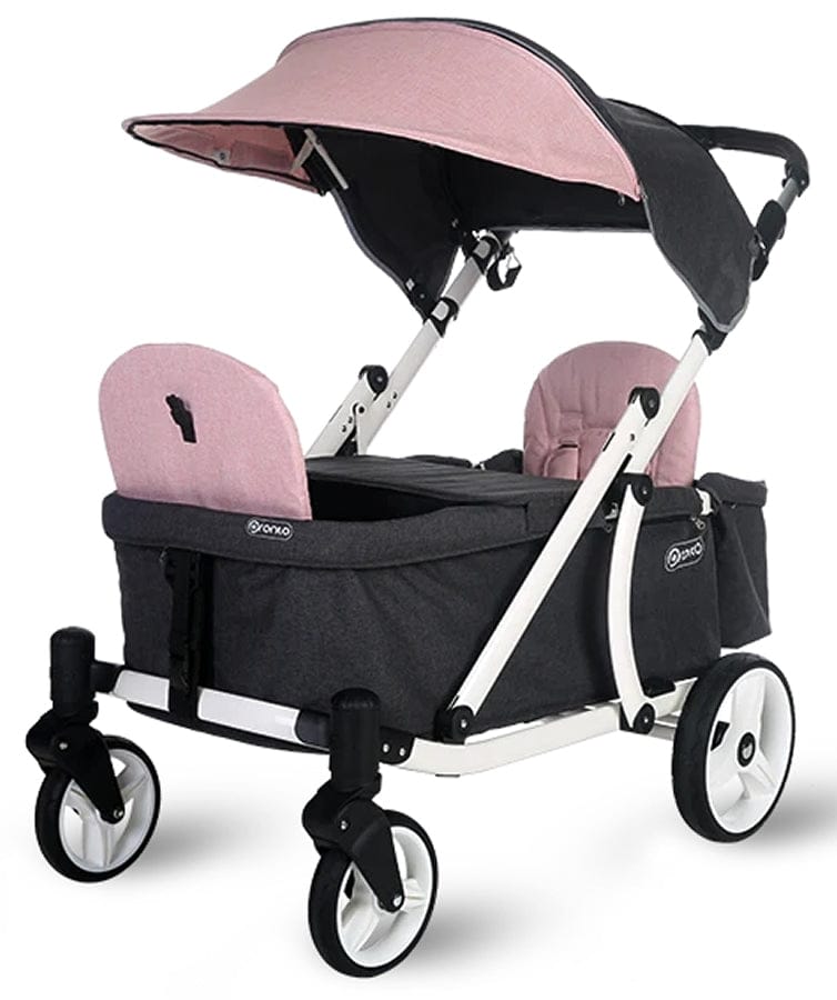 Pronto One (2 Seater) Stroller Wagon - White Frame / Pink Melange - PRO1WPI