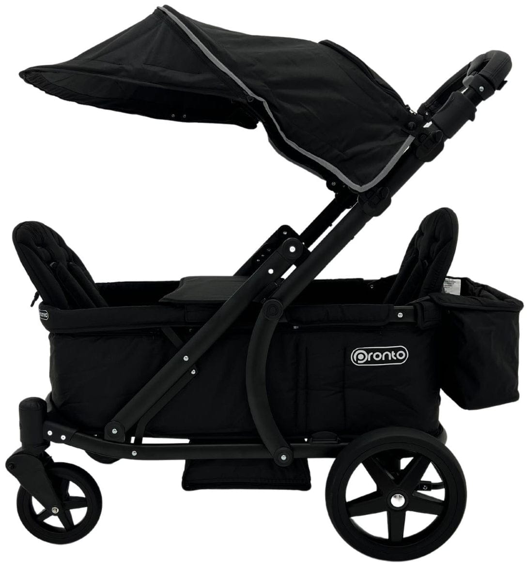 Pronto Squared (2 Seater) Stroller Wagon - Black Frame / City Black (Albee Exclusive) - PRO2BK-CB