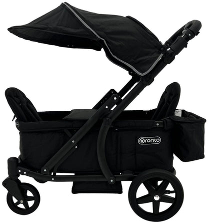 Pronto Squared (2 Seater) Stroller Wagon - Black Frame / City Black (Albee Exclusive) - PRO2BK-CB