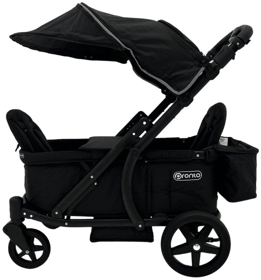 Pronto Squared (2 Seater) Stroller Wagon - Black Frame / City Black (Albee Exclusive) - PRO2BK-CB