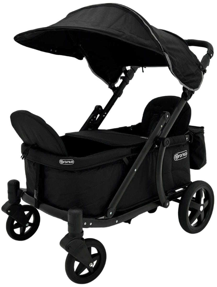 Pronto Squared (2 Seater) Stroller Wagon - Black Frame / City Black (Albee Exclusive) - PRO2BK-CB