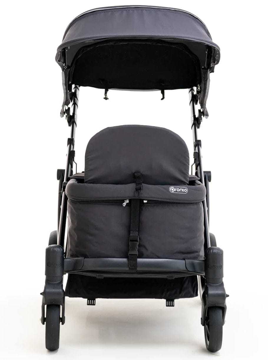 Pronto Squared (2 Seater) Stroller Wagon - Black Frame / Space Grey - PRO2BK-SG