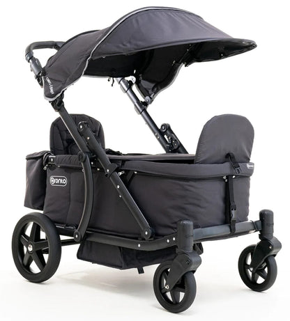 Pronto Squared (2 Seater) Stroller Wagon - Black Frame / Space Grey - PRO2BK-SG
