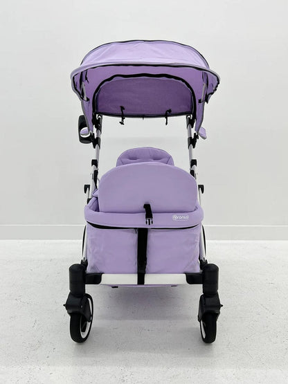 Pronto Squared (2 Seater) Stroller Wagon - White Frame / Soft Lavender - PRO2WH-SL