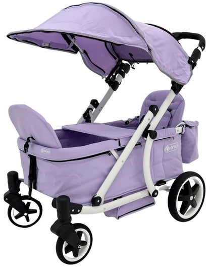 Pronto Squared (2 Seater) Stroller Wagon - White Frame / Soft Lavender - PRO2WH-SL