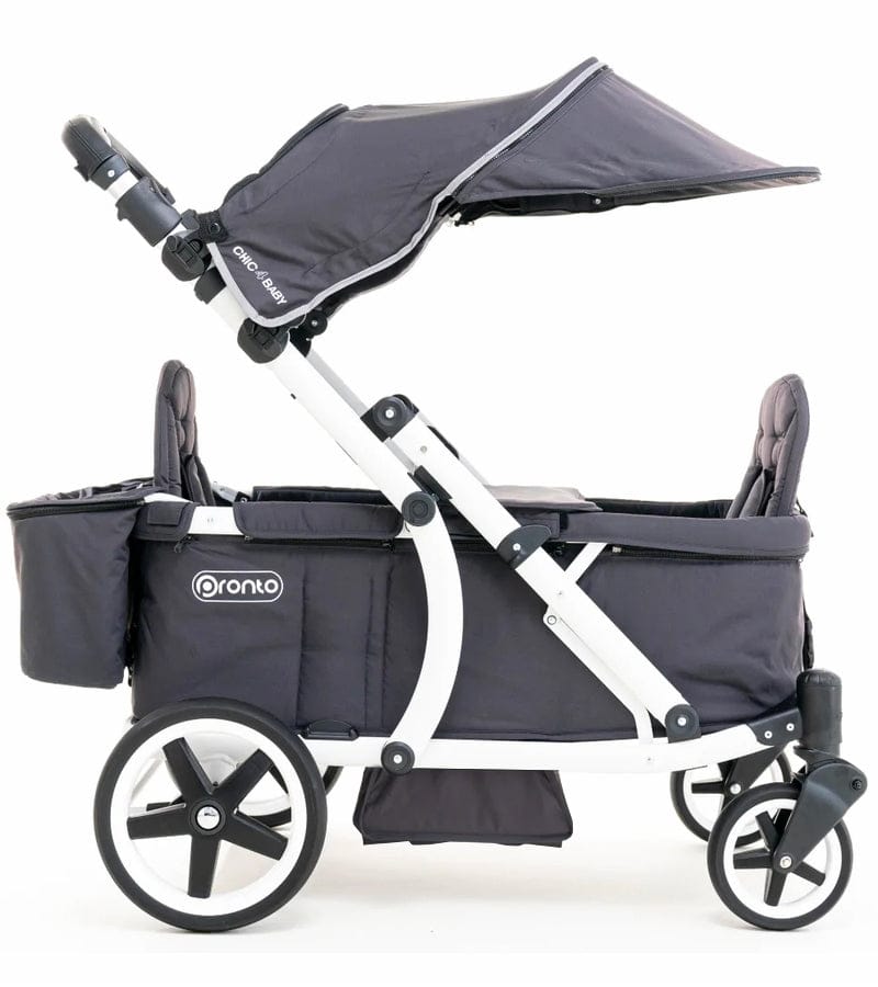 Pronto Squared (2 Seater) Stroller Wagon - White Frame / Space Grey - PRO2WH-SG