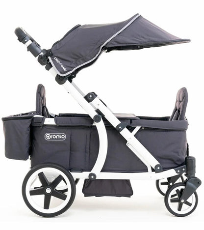 Pronto Squared (2 Seater) Stroller Wagon - White Frame / Space Grey - PRO2WH-SG