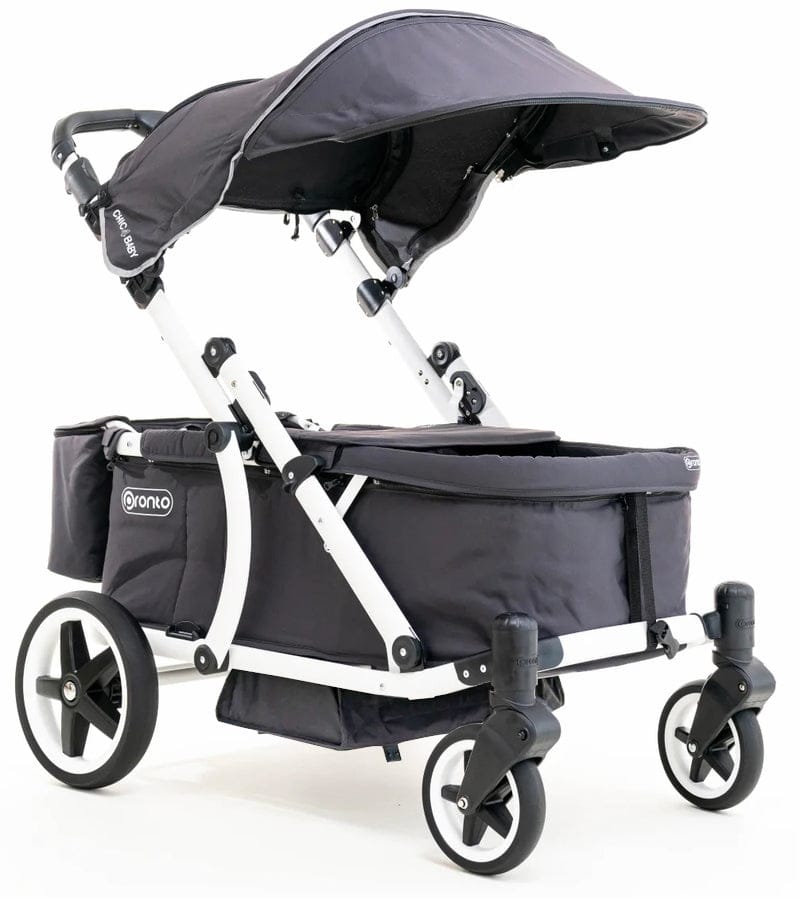 Pronto Squared (2 Seater) Stroller Wagon - White Frame / Space Grey - PRO2WH-SG