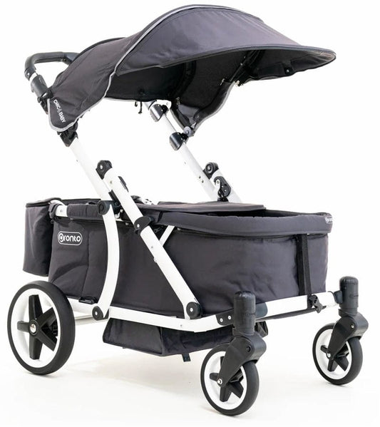 Pronto Squared (2 Seater) Stroller Wagon - White Frame / Space Grey - PRO2WH-SG