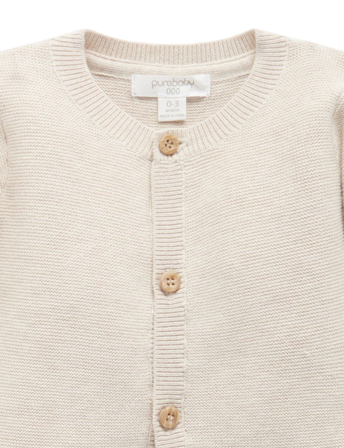Purebaby Textured Cardigan - Wheat Melange, 3-6M - Image 3