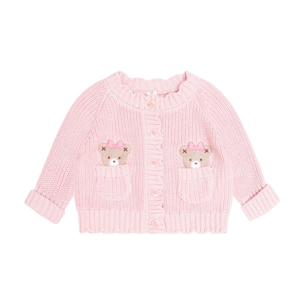 Huxbaby Baby Pink Fisherman Cardi, 3-6M