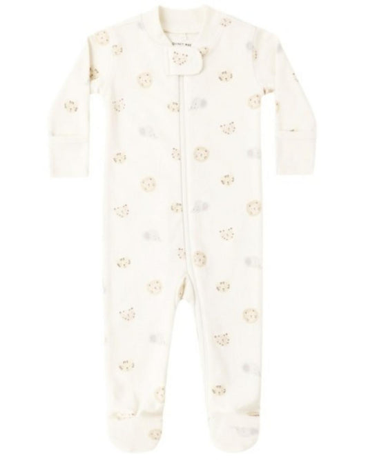 Quincy Mae Zip Longsleeve Sleeper Footie Safari - Ivory, 3-6M