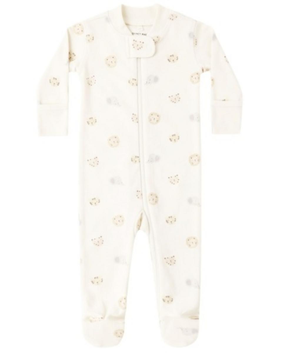 Quincy Mae Zip Longsleeve Sleeper Footie Safari - Ivory, 0-3M