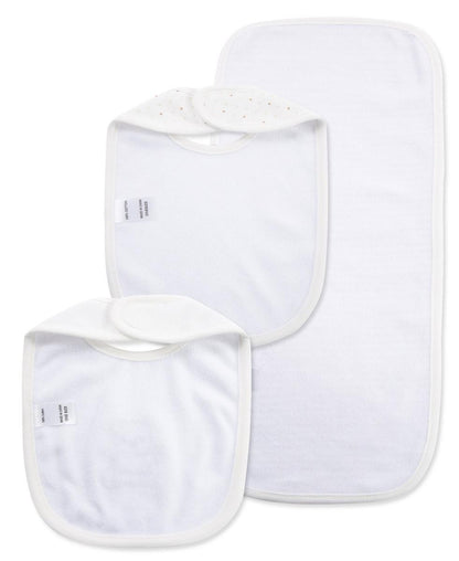 Little Me Gentle Bear Bib & Burp Set - Ivory, One Size