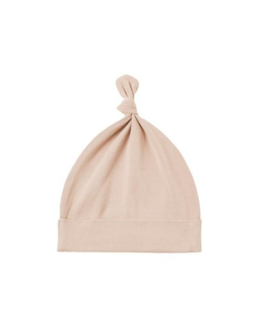 Light pink baby knot hat with folded brim