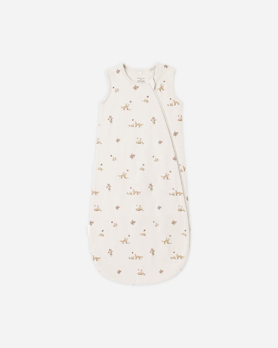 Quincy Mae sleeveless sleep bag in cream with a fox and star print