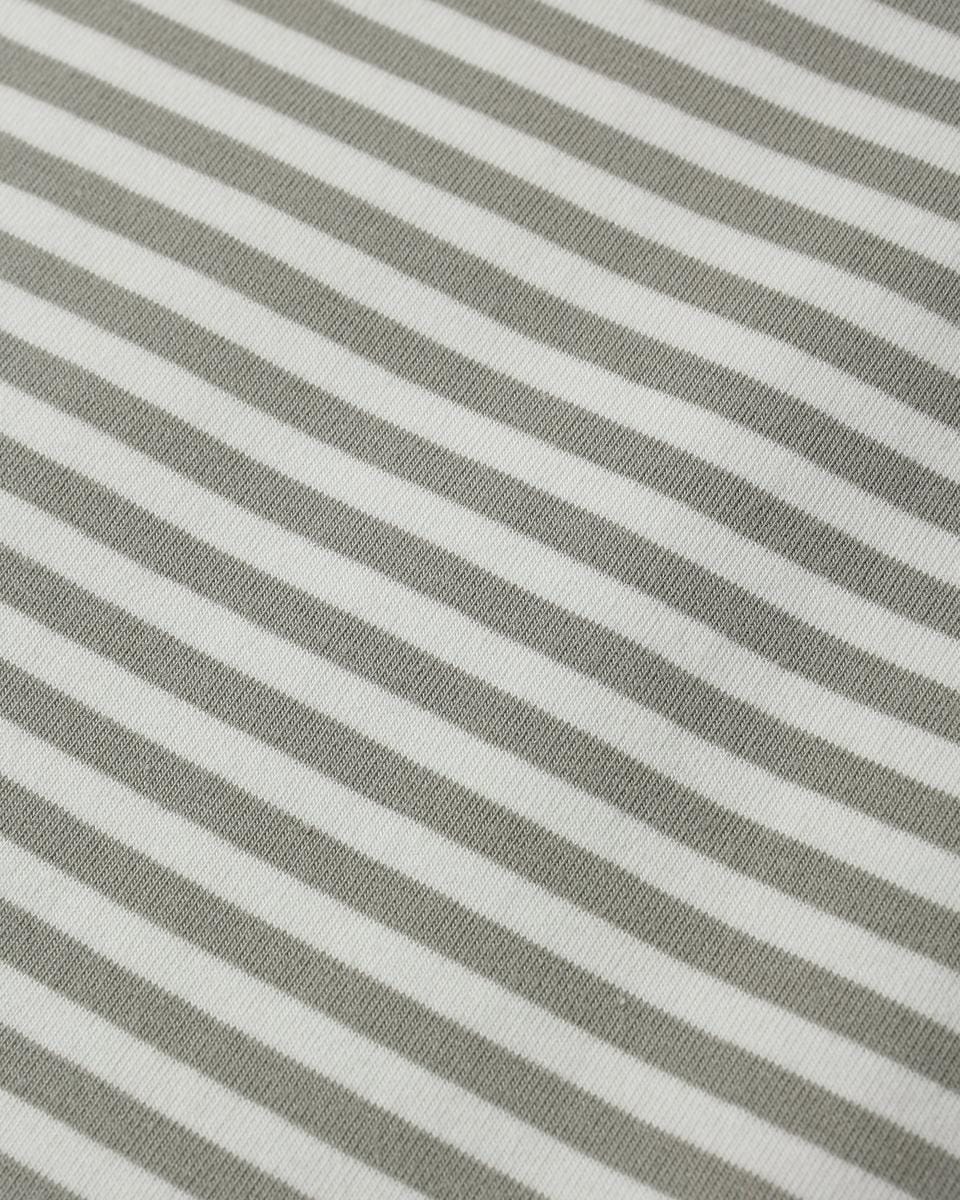 Quincy Mae fabric featuring thin sage green and white horizontal stripes