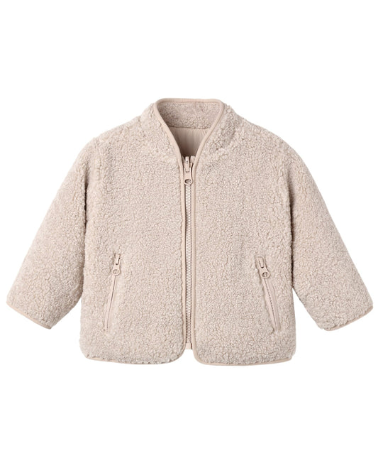 Quincy Mae Shearling Zip Jacket - Rose Water - 12-18M