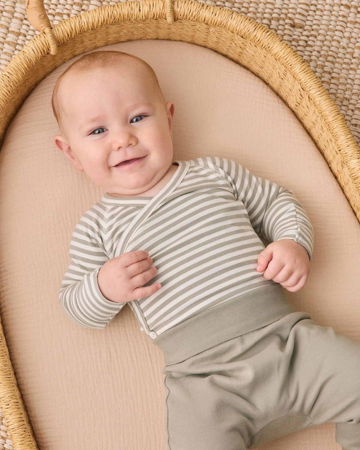 Quincy Mae Side Snap Bodysuit + Pant Set - Laurel Stripe, 0-3M