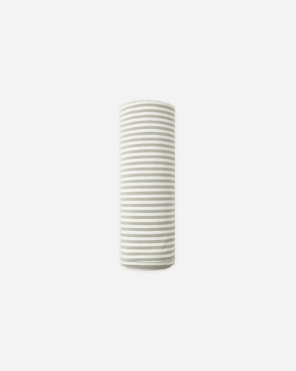 Quincy Mae rolled baby blanket with grey and white horizontal stripes
