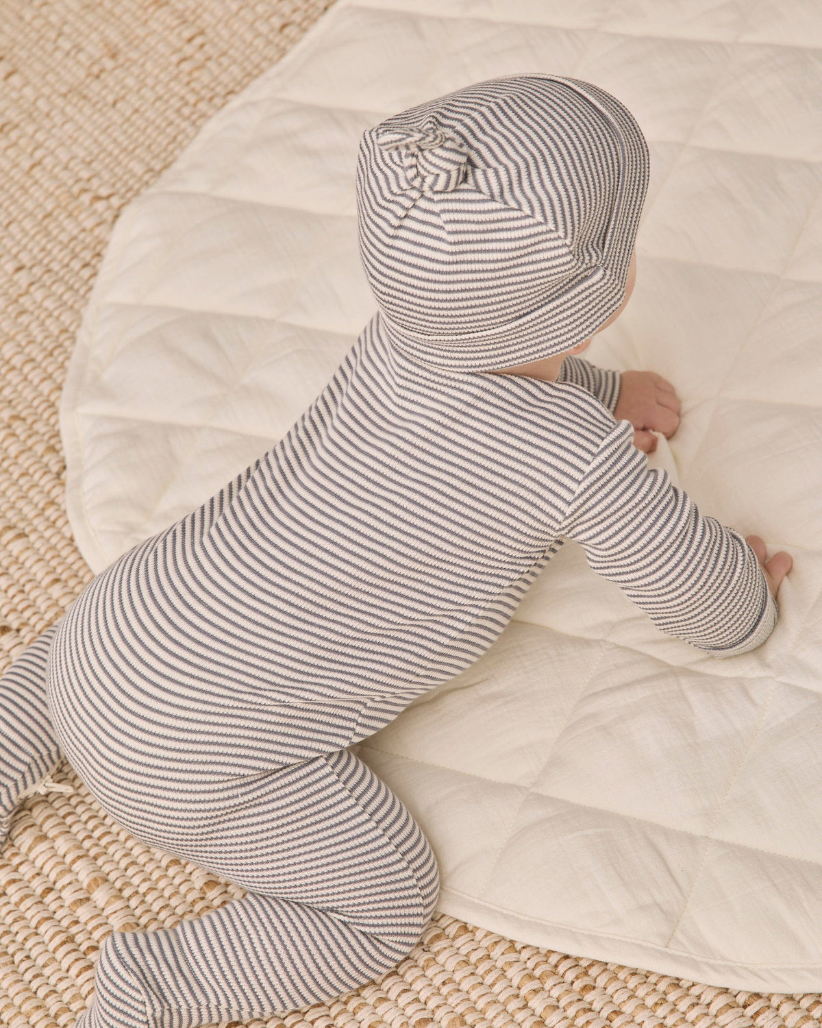 Quincy Mae Waffle Sleep Set - Midnight Microstripe, 0-3M