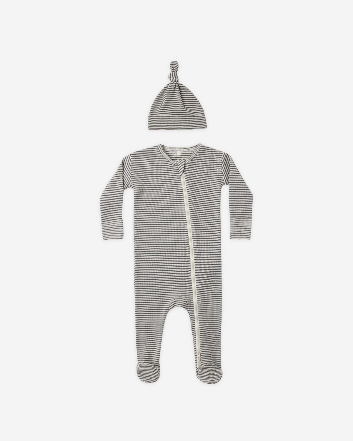 Quincy Mae Waffle Sleep Set - Midnight Microstripe, 0-3M