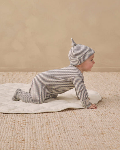 Quincy Mae Waffle Sleep Set - Midnight Microstripe, NB