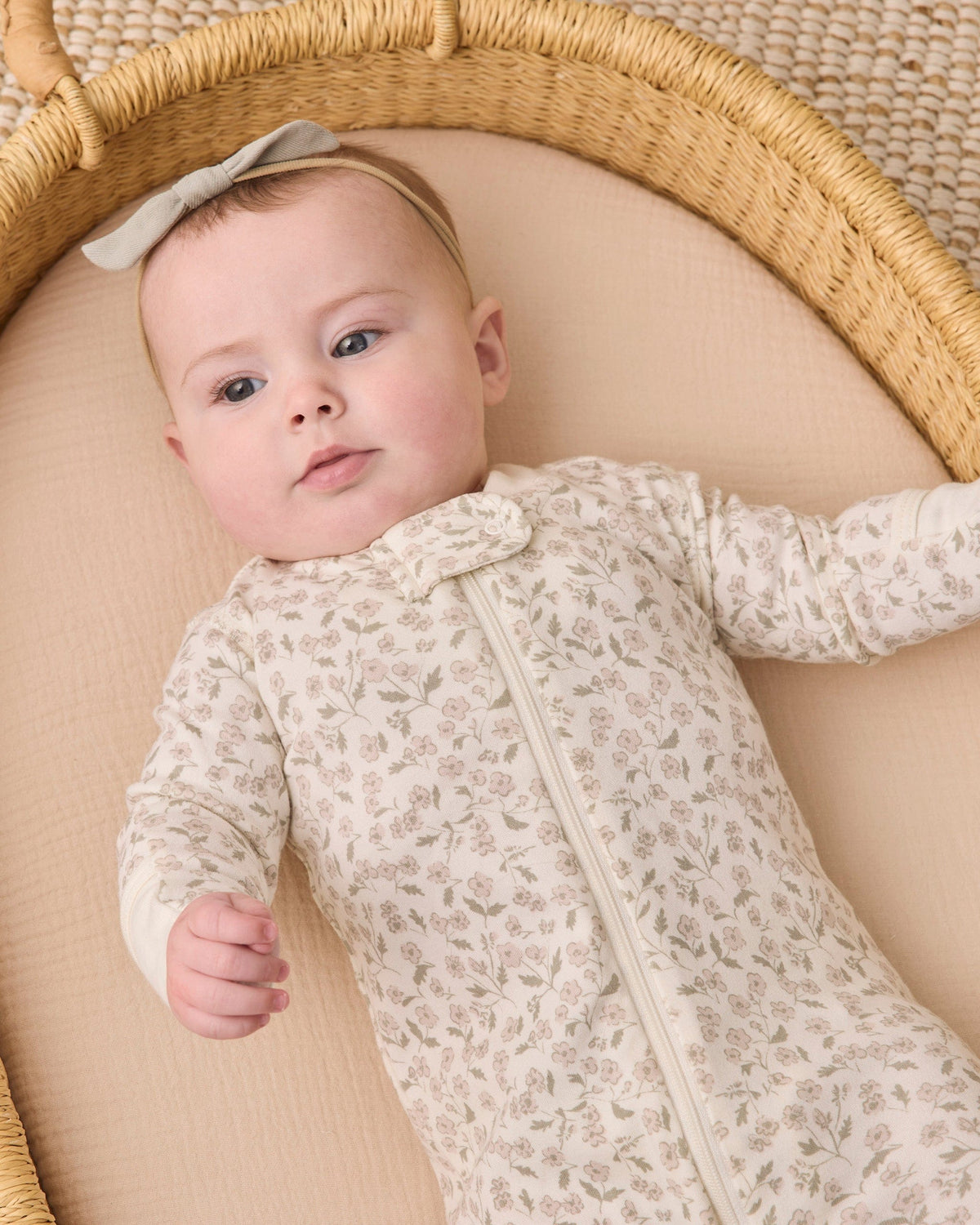Quincy Mae Zip Long Sleeve Sleeper Footie - Floret, 0-3M
