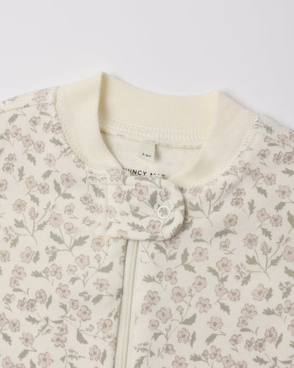 Quincy Mae Zip Long Sleeve Sleeper Footie - Floret, 0-3M