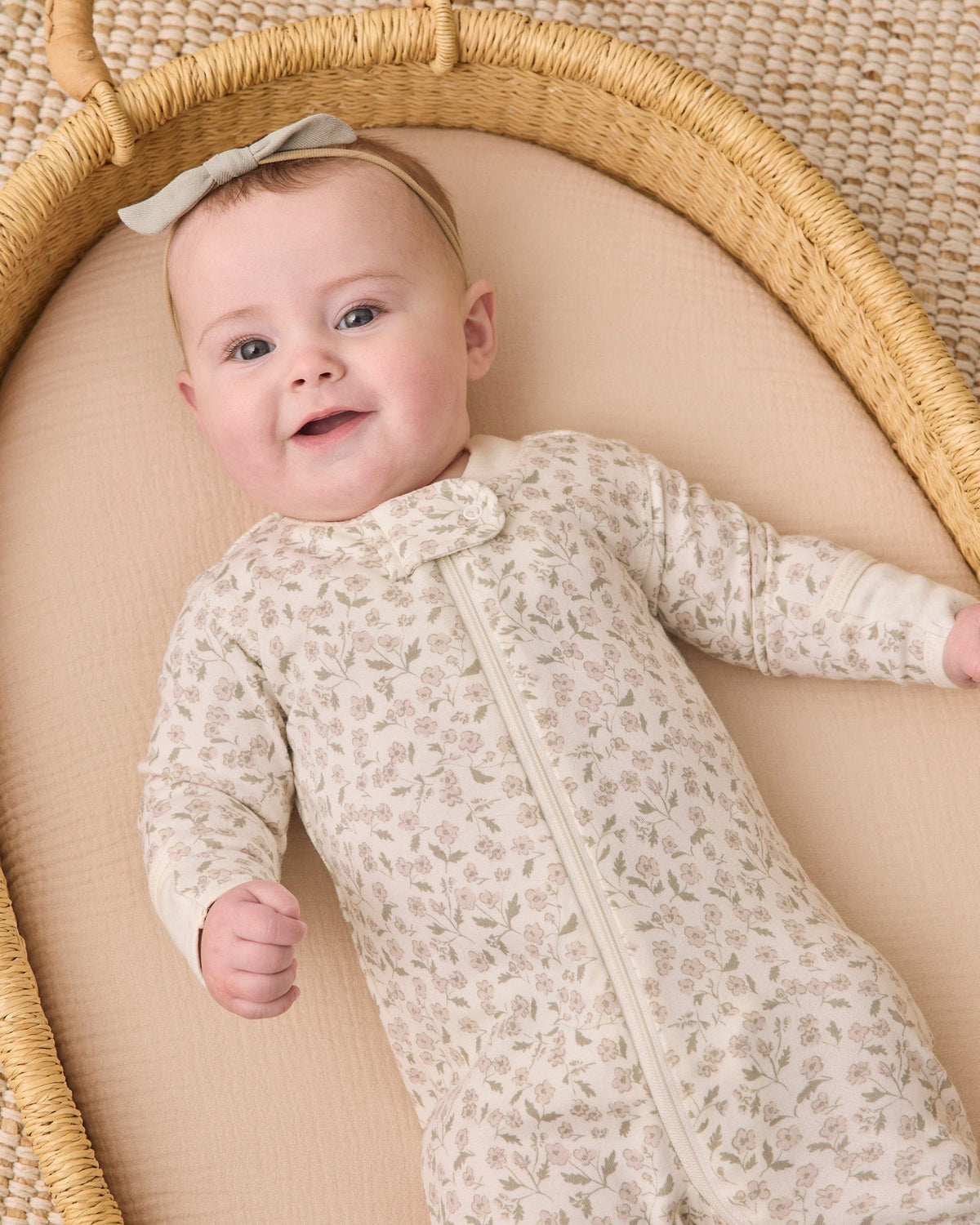 Quincy Mae Zip Long Sleeve Sleeper Footie - Floret, 0-3M