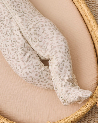 Quincy Mae Zip Long Sleeve Sleeper Footie - Floret, NB