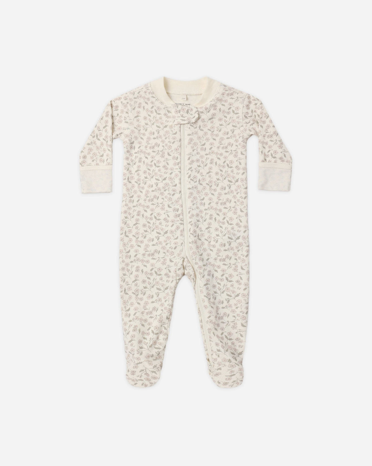 Quincy Mae Zip Long Sleeve Sleeper Footie - Floret, NB
