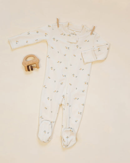 Quincy Mae Zip Long Sleeve Sleeper Footie - Pears, 0-3M