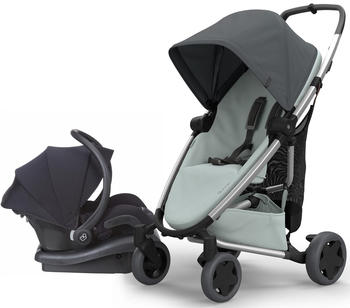 Quinny Zapp Flex Plus + Maxi-Cosi Mico 30 Travel System - Graphite on Grey