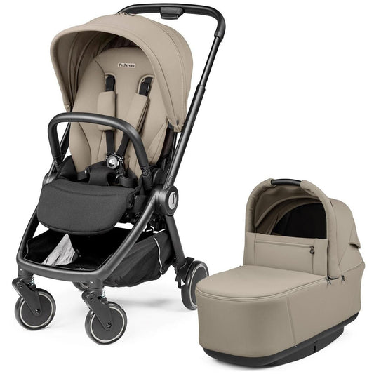 Peg Perego City Loop Stroller + Pop Up Bassinet With Stand Bundle - Black / Vanilla Blend / Vanilla Blend - CLP-BAS-VANBL