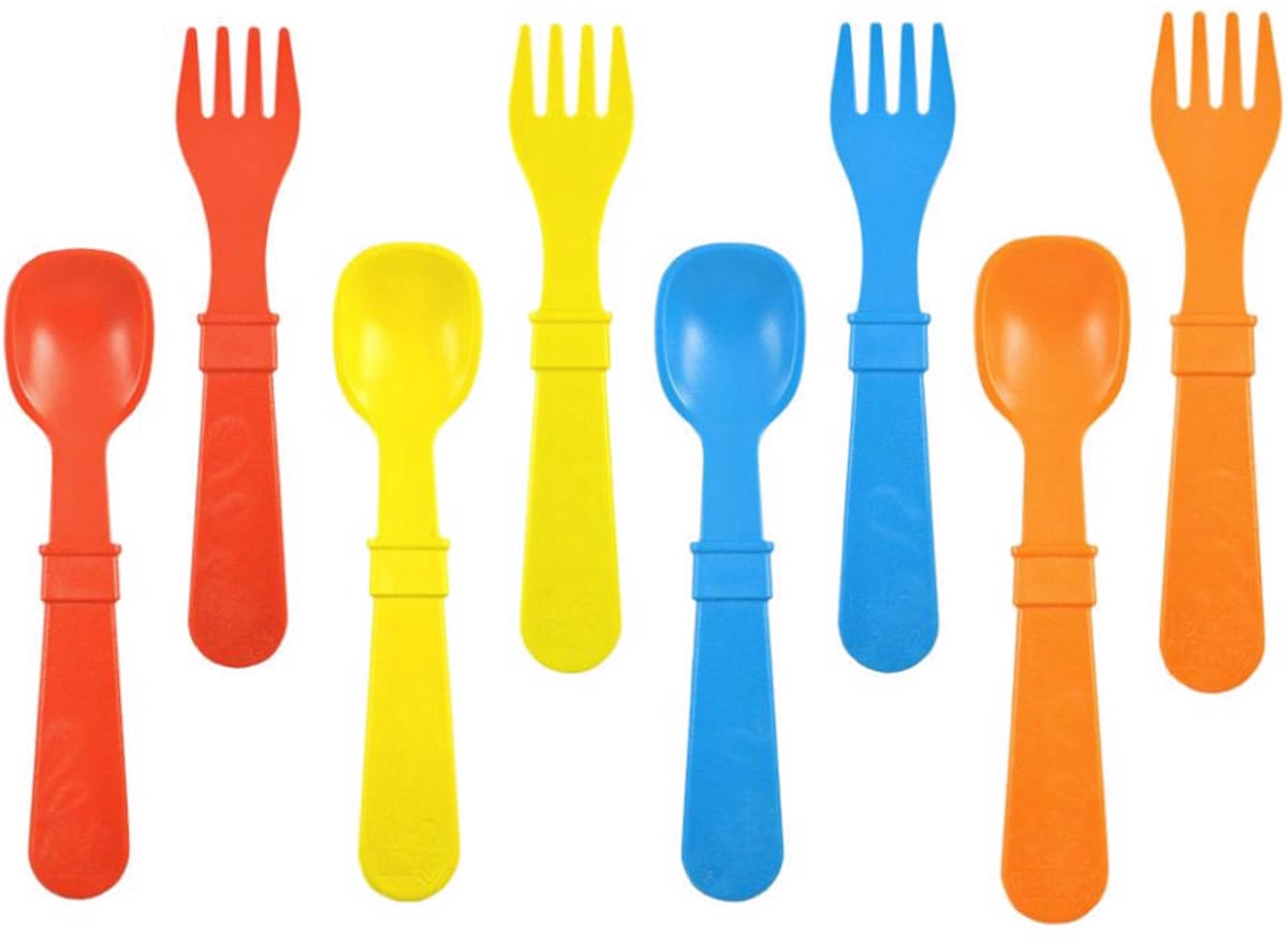 Re-Play Spoon & Fork Set, 8-Pack - Primary