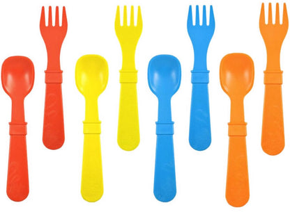 Re-Play Spoon & Fork Set, 8-Pack - Primary