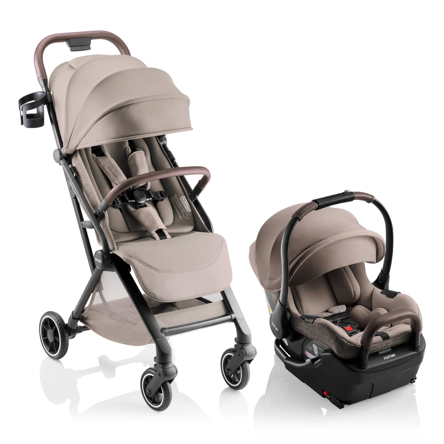 Romer Lani Ultra-Lightweight Compact Stroller + Juni Travel System Bundle - Truffle - UD571T - E1D151T