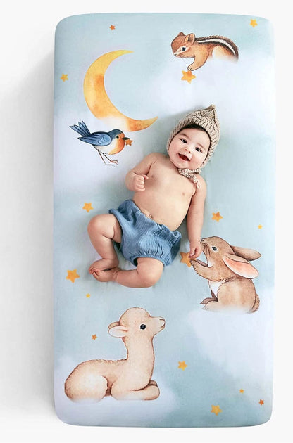 Rookie Humans Cotton Sateen Crib Sheet - Goodnight Wonderland - NINA002