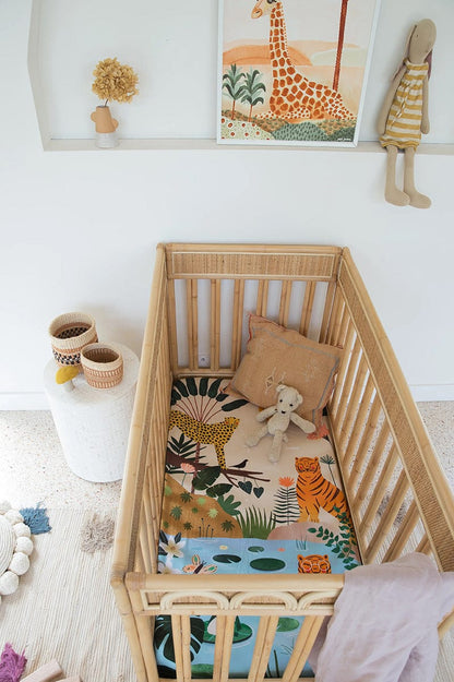 Rookie Humans Cotton Sateen Crib Sheet - In The Jungle - LAURA001