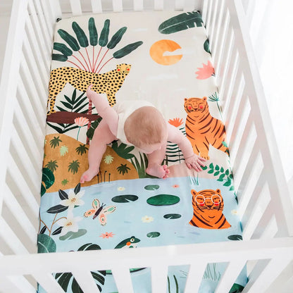 Rookie Humans Cotton Sateen Crib Sheet - In The Jungle - LAURA001