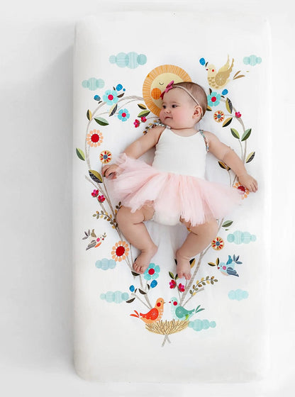 Rookie Humans Cotton Sateen Crib Sheet - Love Blooms - ELLEN001