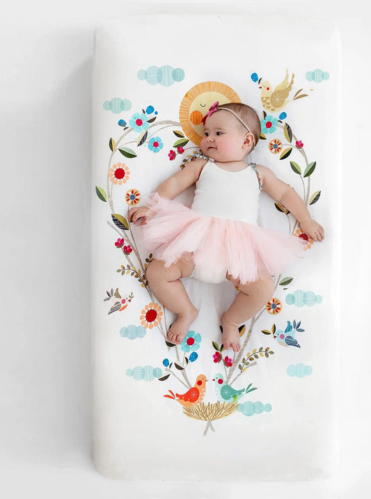 Rookie Humans Cotton Sateen Crib Sheet - Love Blooms