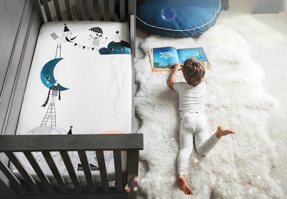 Rookie Humans Cotton Sateen Crib Sheet - The Moon's Birthday - SWANTJE002