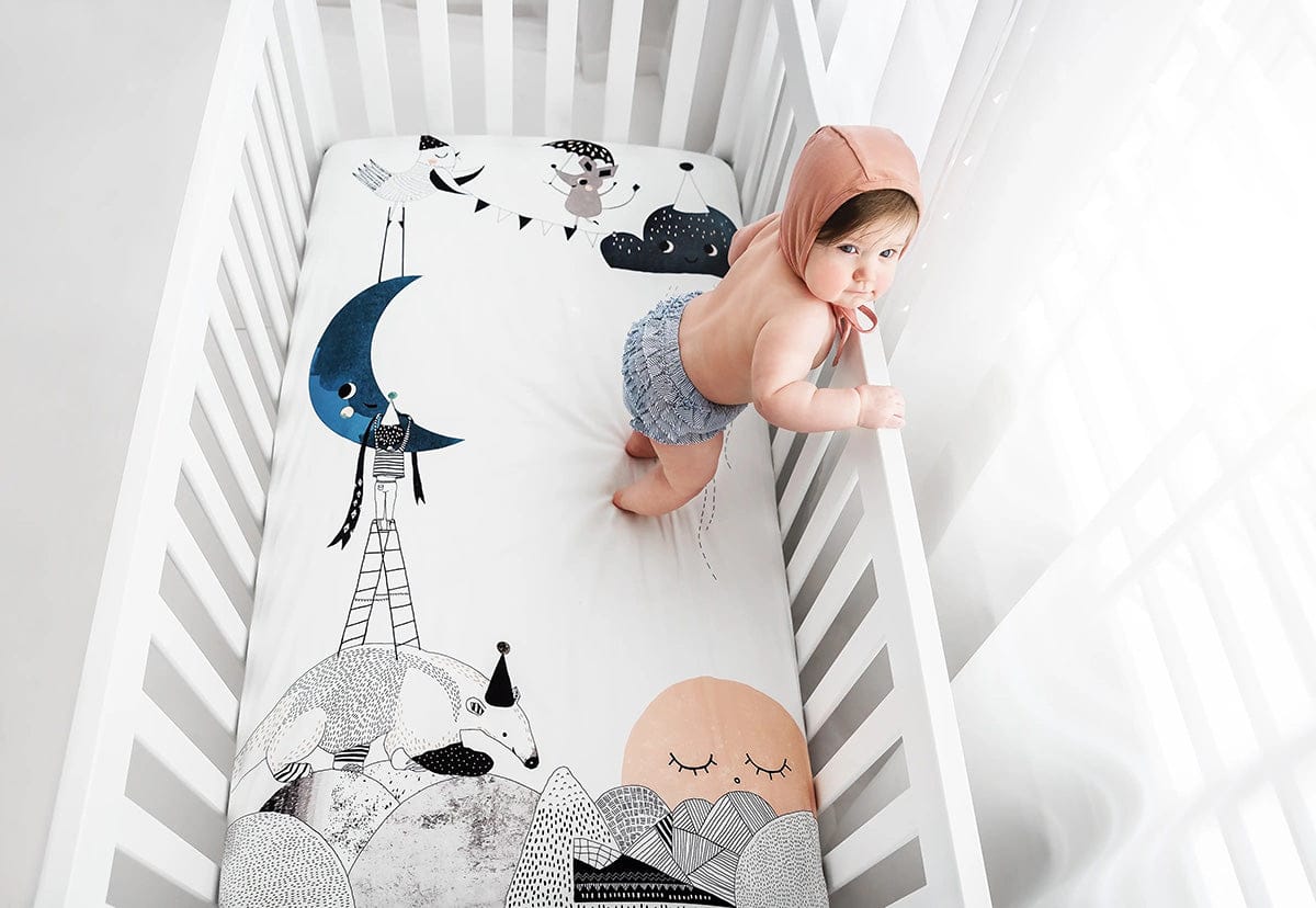 Rookie Humans Cotton Sateen Crib Sheet - The Moon's Birthday - SWANTJE002