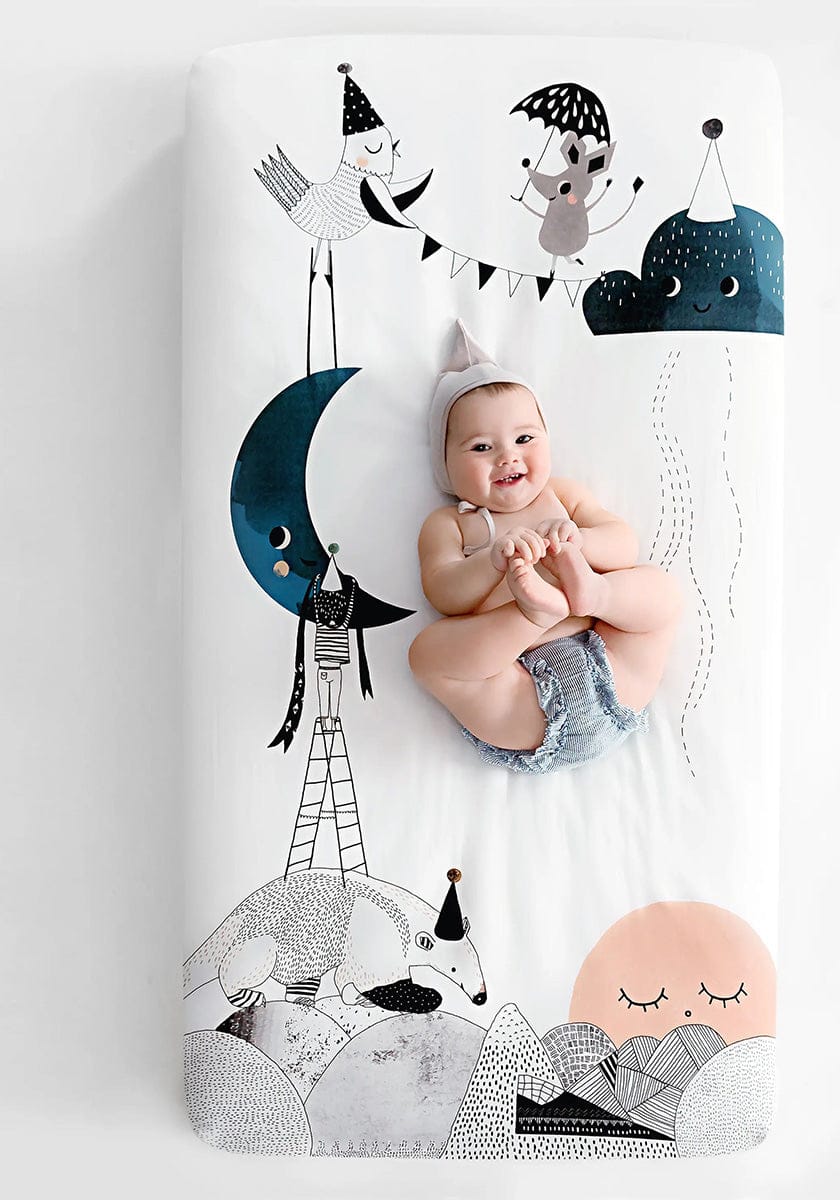 Rookie Humans Cotton Sateen Crib Sheet - The Moon's Birthday - SWANTJE002
