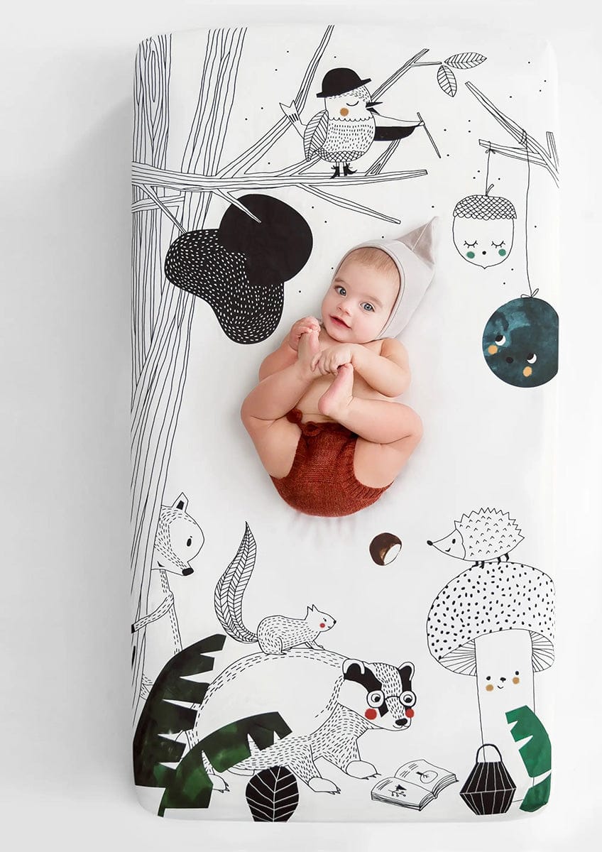 Rookie Humans Cotton Sateen Crib Sheet - Woodland Dreams - SWANTJE004