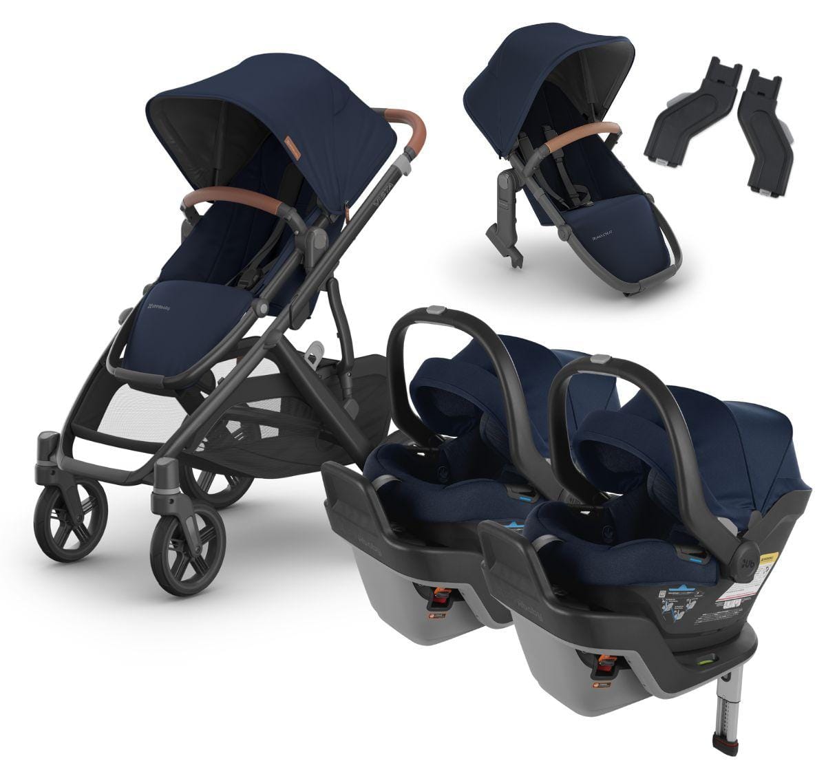 UPPAbaby VISTA V3 Twin Double Stroller with V2+ Rumbleseat + MESA MAX Travel System Bundle - Noa / Noa - TWIN-TRVL-MAX-0303-VSO-NA-NOA