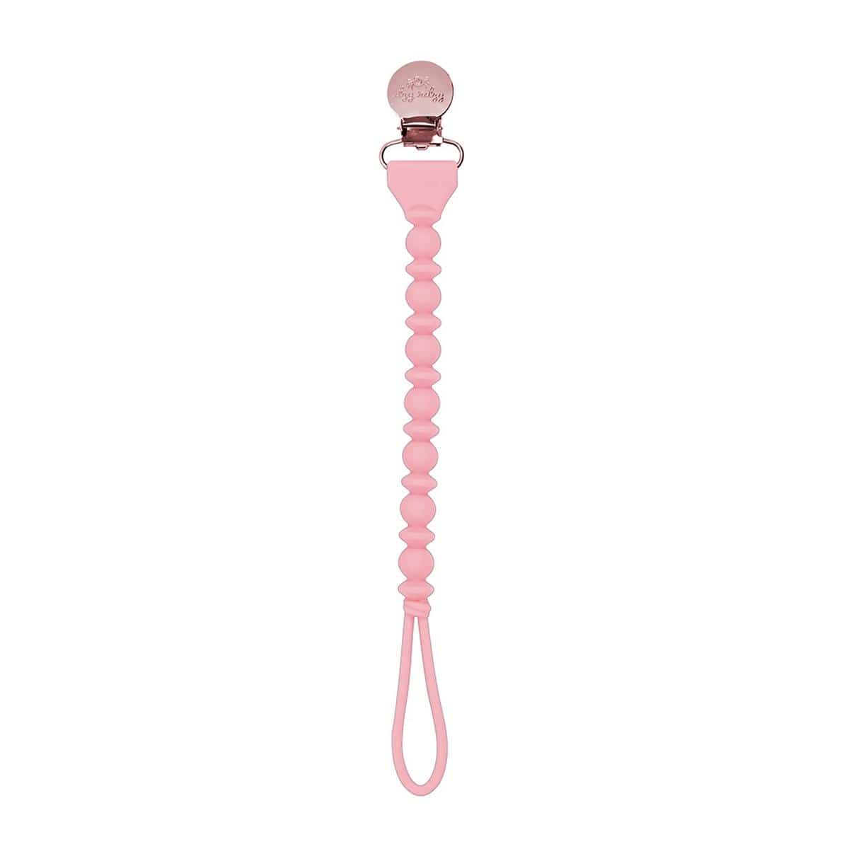 Itzy Ritzy Sweetie Strap Pacifier Clip - Pink Bead with Rose Gold Clip - BPS3003